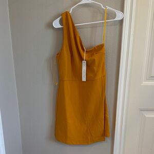 She and Sky One-Shoulder Dress in Golden Yellow